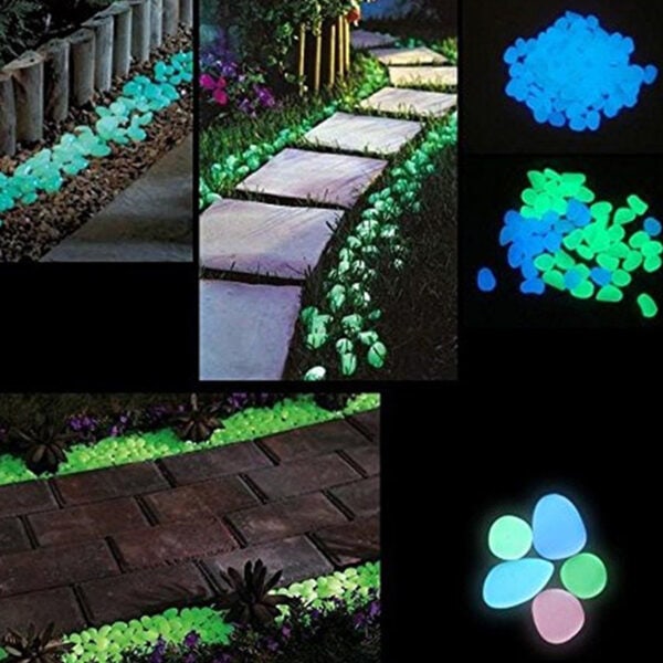 Luminescent Stones | Valokiviä puutarhaan ja akvaarioon, 100 kpl Valkoinen valkoinen