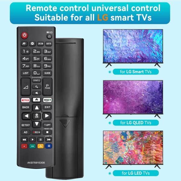 Fjernkontroll til LG Smart-TV – AKB75095308 universell erstatningsfjernkontroll | Passer for alle LG-TV-er