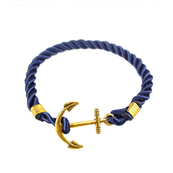 Trendy armbånd reb med anker i metal (blå / guld) blå