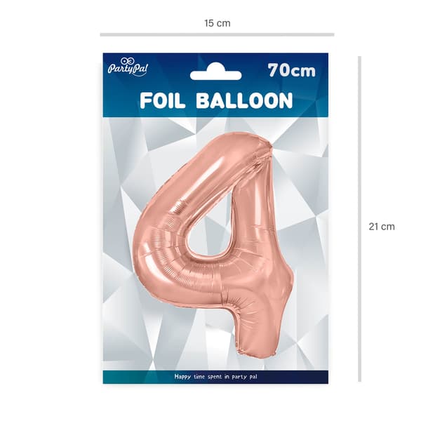 Folieballon Nummer 4 Rosaguld 70 cm