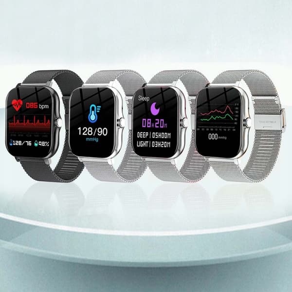 FitPro Smartwatch med 2 stk Armbånd | Måler Puls, Blodtryk, Søvn og Bevægelse Sølv sølv