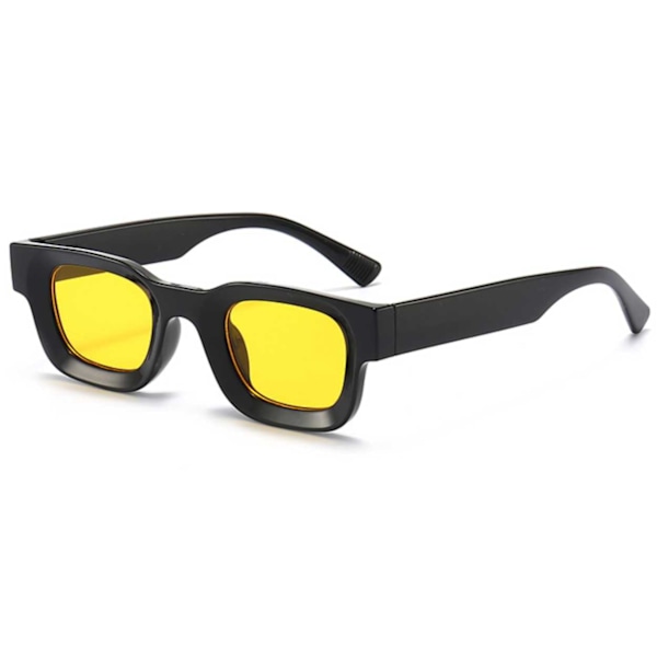 Moderne Tykke Solbriller Sort Gul Glas sort