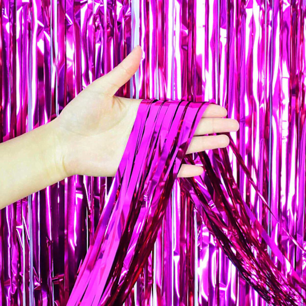 Glitter Drapery Metallic Pink 3-Pack til fest bursdag rosa