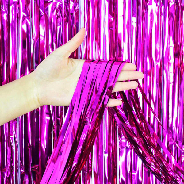 Glitterdraperi Metallic Rosa 3-Pack för Fest Födelsedag rosa