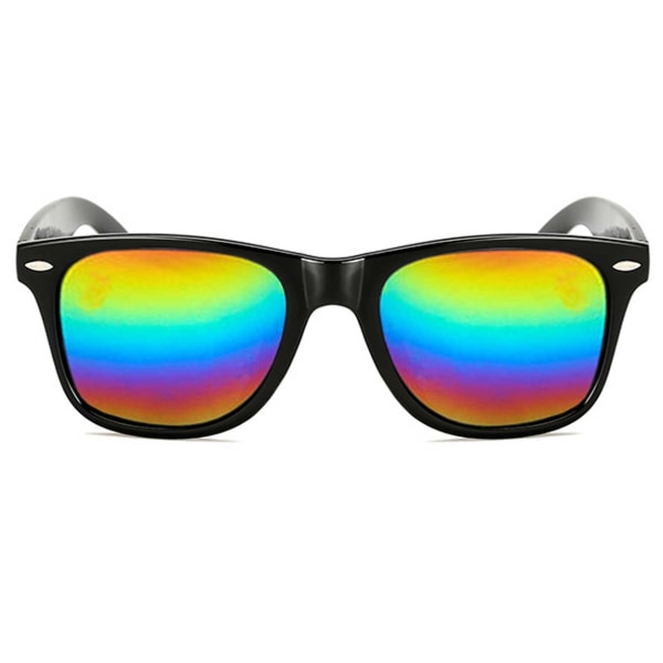 Sort vejfarer solbriller regnbue farve spejl glas sort