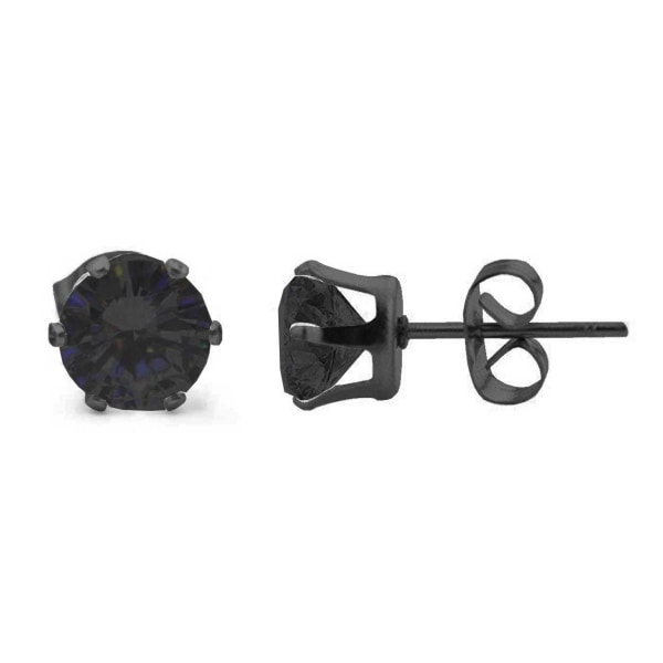 2-pack sort piercing øreringe sort krystal 7mm sort