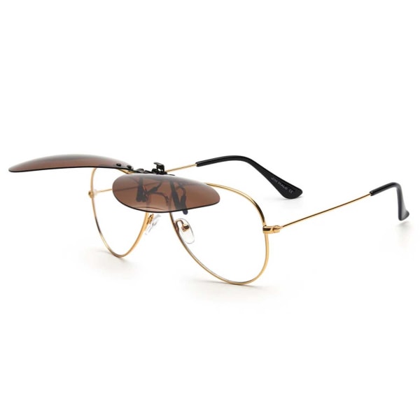 Clip-on Aviator solbriller pilot briller brune brun