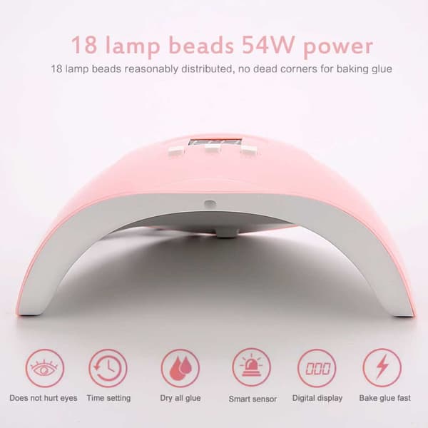 54W UV/LED -lampe til negle med timer - neglelampe pink