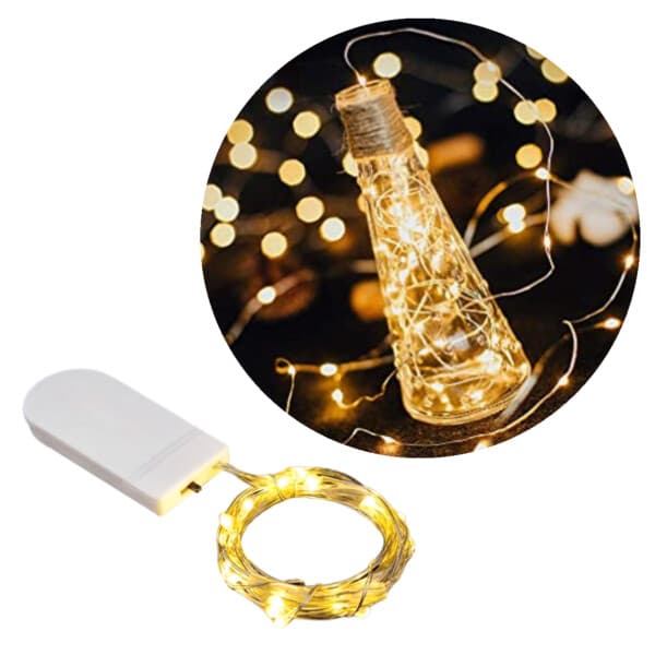 1m mini LED lyssløyfebatteri -drevet varmt hvitt
