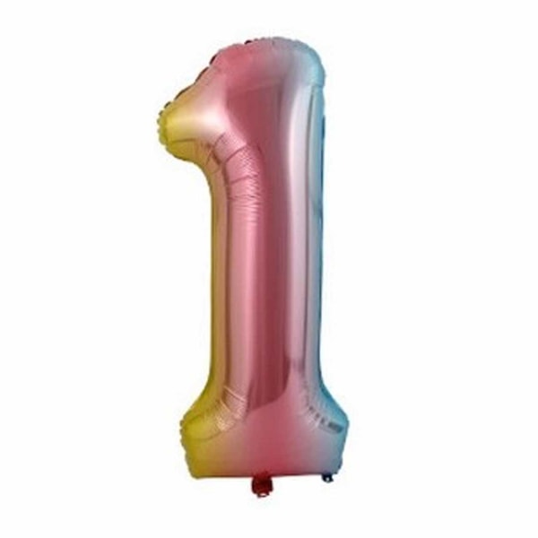 Stor Sifferballong Flerfärgad Regnbåge Födelsedag Fest 102cm 1 flerfärgad