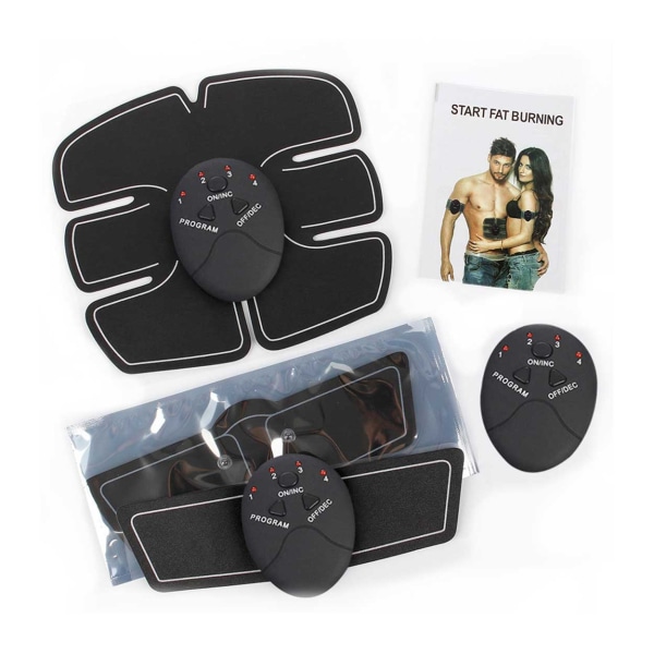 3-i-1 Elektronisk Muskelstimulator Träning 6-pack Magrutor EMS svart