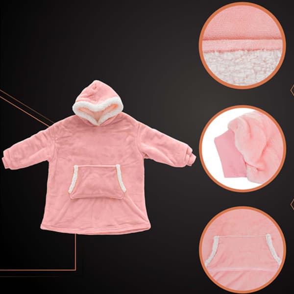 Oversize Hoodie Tæppe med Ærmer Rosa pink one size