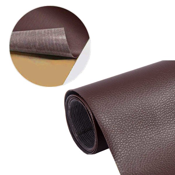Selvklæbende læder fix reparationsindretning patch til sofa mørkebrun 2st 20x30 cm ark brun