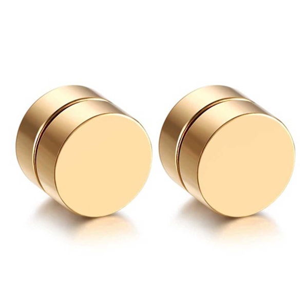 2-pack Guld Magnetisk Fake Piercing Öron Töjning Plug 10mm