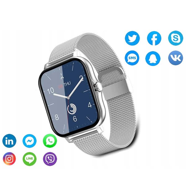 FitPro Smartwatch med 2 stk Armbånd | Måler Puls, Blodtryk, Søvn og Bevægelse Sølv sølv
