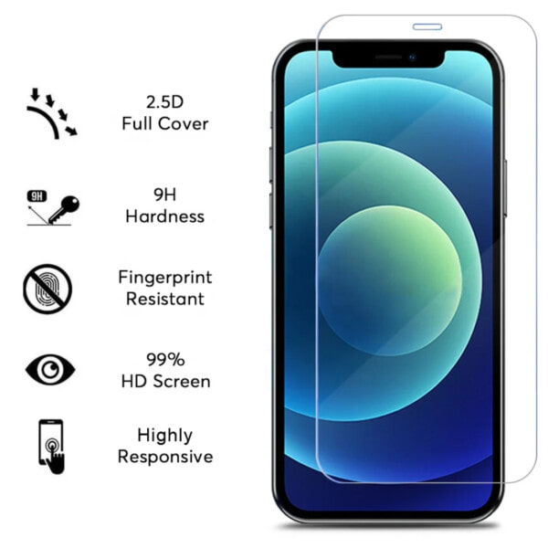 2-pakkainen iPhone 12 Pro karkaistu lasi Full Coverage HD -näytönsuoja läpinäkyvä