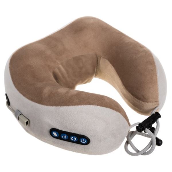 Memory Foam Nakkepute med Massasje - Elting og Varmende Nakkemassasje grå
