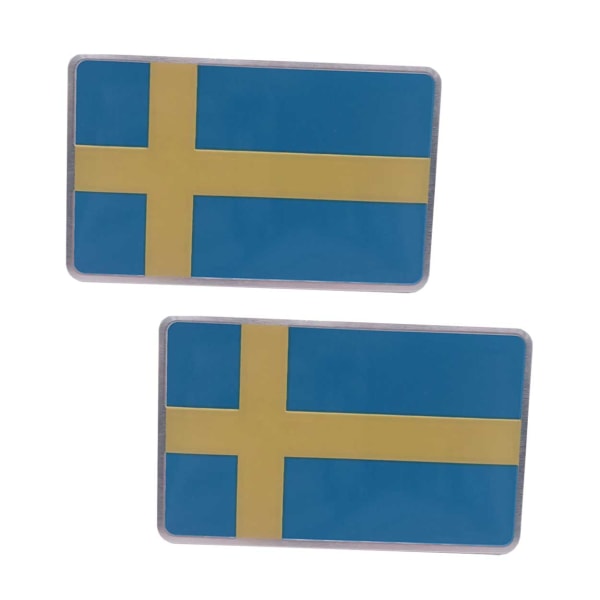 Det svenske flag Bildecal 3D-mærkat til bil 2-pack flerfarvet