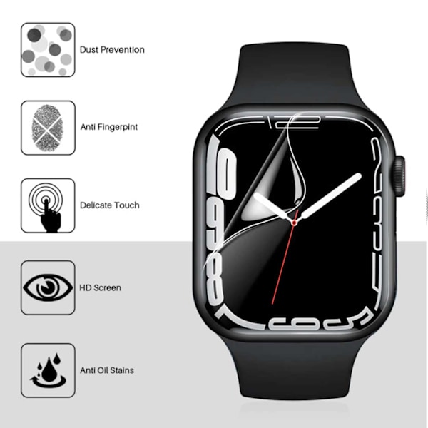 2-Pack Apple Watch 7/8 41 mm Screen Protector Kattava läpinäkyvä