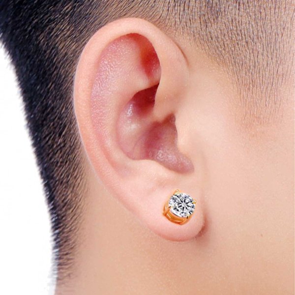 2-pack magnetisk piercing falsk øreringe krystal guld guld
