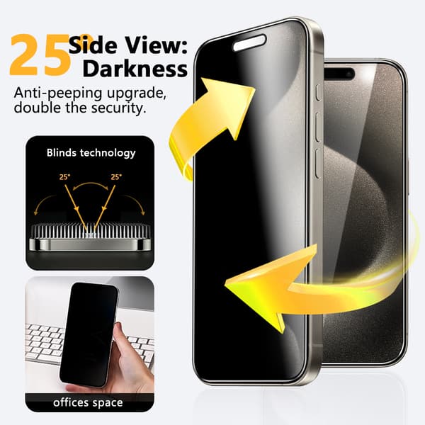 iPhone 17 Privatliv Skjermbeskyttelse Heldekkende HD Herdet glass