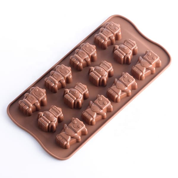 Silikoneform til chokolade og praliner robotter – 12 huller, 21 × 10,5 cm