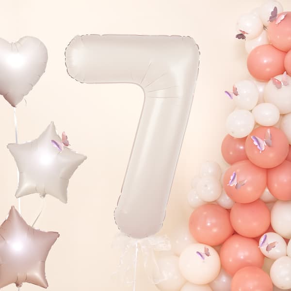 Folieballon Nummer 8 Creme Beige 100 cm beige