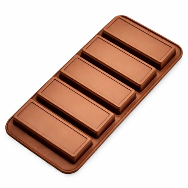 Silikoneform til bars og chokolade – aflange chokolader, 5 rum