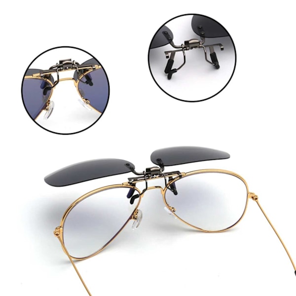 Clip-on Aviator-aurinkolasit pilottilasit mustat musta