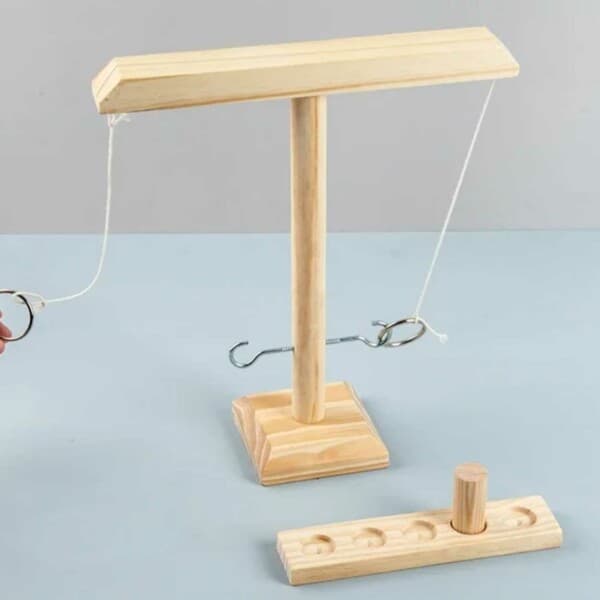 Ring Toss Game - Juomapeli/juhlapeli puisille shottareille ruskea