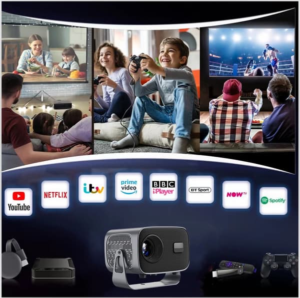 Android 11 LCD-projektor 200 ANSI-lumen Full HD 1920x1080 WiFi LED