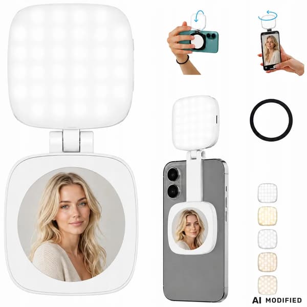 LED-lampe med speil - Magnetisk MagSafe Mobilbelysning