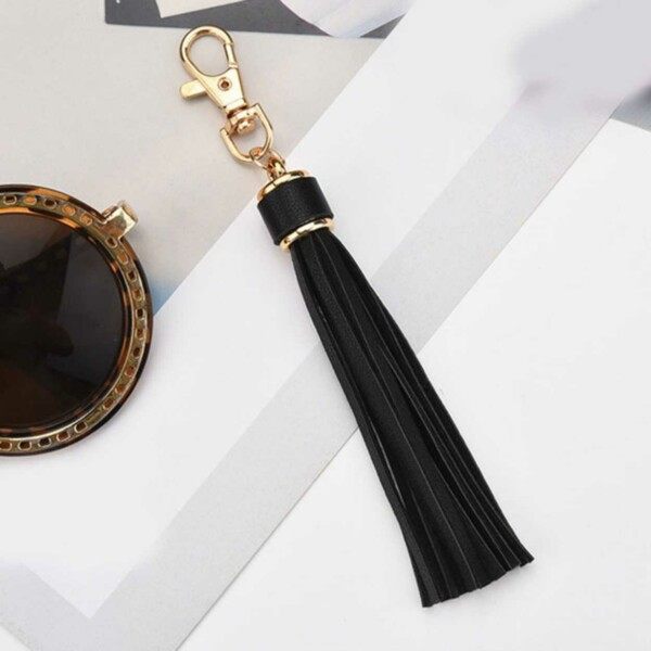 Key ring ruskind læder kvast sort sort