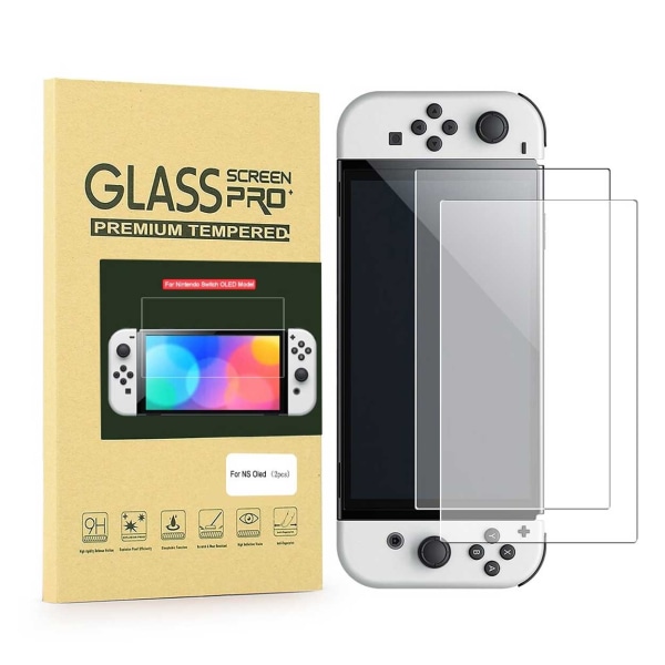 2-pack Nintendo Switch OLED Heltäckande Skärmskydd i Härdat Glas transparent
