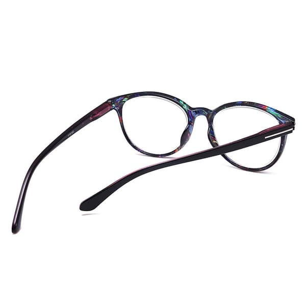 Floral Black Oval Reading Glasses Strength 2.0 Briller sort
