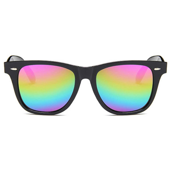 Svarta Wayfarer Solglasögon Multifärgat Spegelglas svart