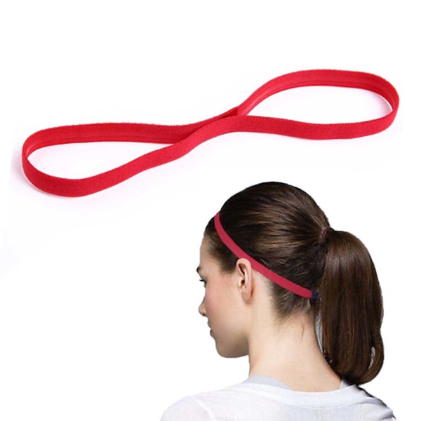 Tunt Pannband Hårband för Sport Träning Yoga Röd röd