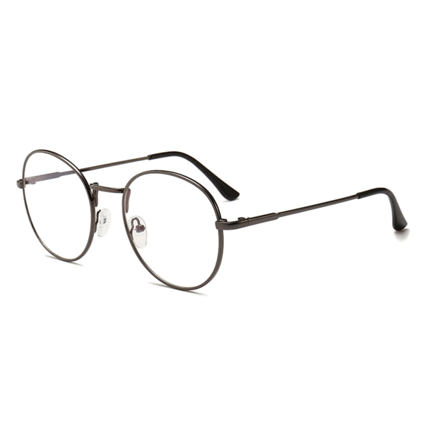 Retro Runda Ovala Glasögon Grå Klart Glas utan Styrka grå