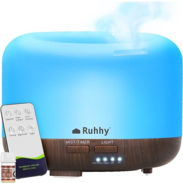 Aroma Diffuser RGB Luftfuktare med Fjärrkontroll och Eterisk Olja flerfärgad