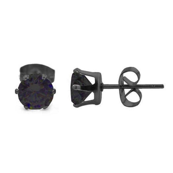 2-pack Svart Kristall Piercing Örhänge Piercingsmycke - 6mm svart