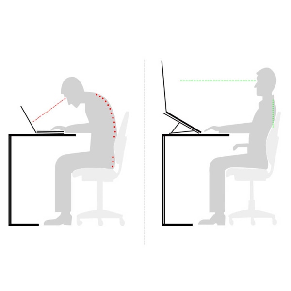 Bærbar sammenleggbar bærbar PC -rack - Ergonomisk bærbar PC -stativ svart svart