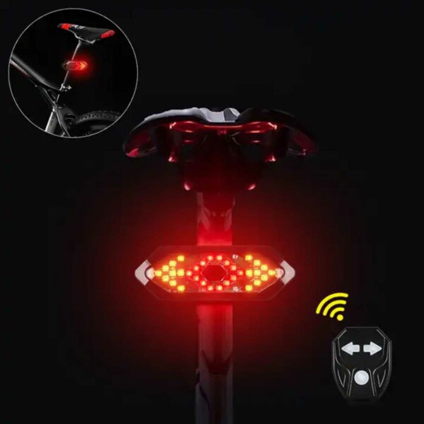 LED Blinkers för Cykel med Fjärrkontroll och Ljud svart