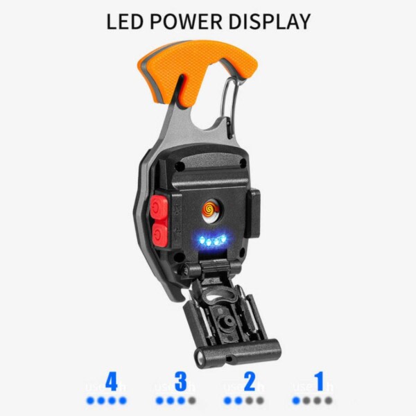 LED -lommelygte med elektrisk lighter - Multi -Tool Carbine Hook sort