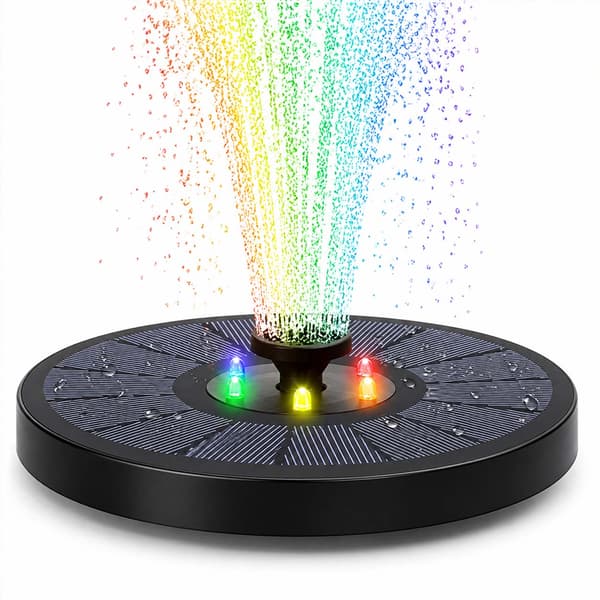 Solcellefontene med batteri og LED-belysning 16 cm 1200 mAh svart