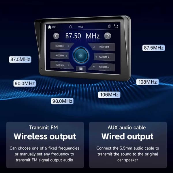 Car Stereo 7" kosketusnäyttö autolle, jossa on langaton Carplay ja Android Auto musta