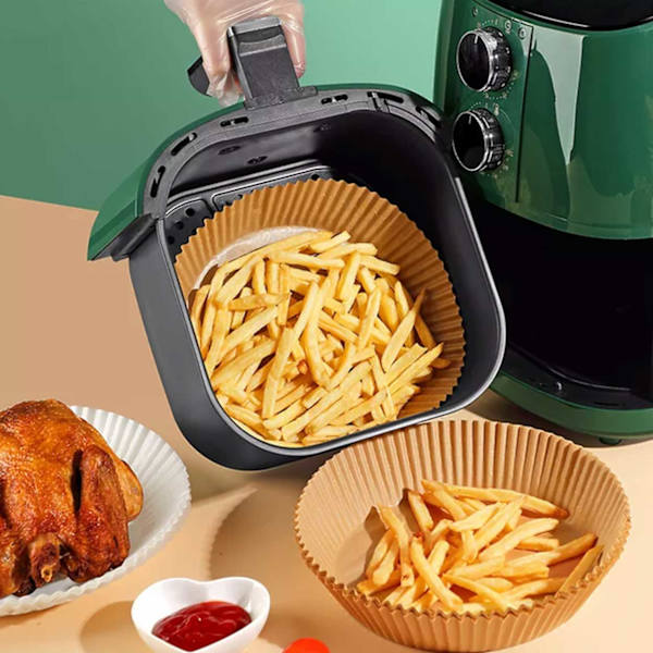 Air Fryer Papper 100-pack - 20cm Engångspapper för Luftfritös Brun brun