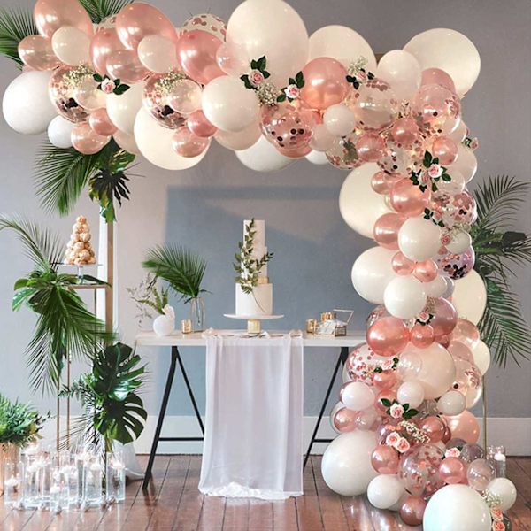 Ballongbåge Roséguld - Komplett Ballonggirlang 5m