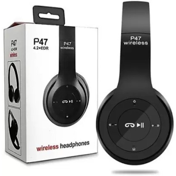 Trådløse Bluetooth-hovedtelefoner On-ear med mikrofon Sort