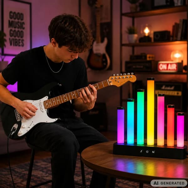 RGB LED gulvlampe med 7 lysstave, musiksynkronisering og app