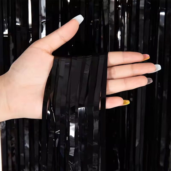 Black Glitter Drape Metallic 3-pakkaus syntymäpäiväjuhliin musta
